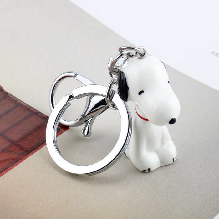 Wholesale keychain cute cartoon white puppy dog doll JDC-KC-AngJ009