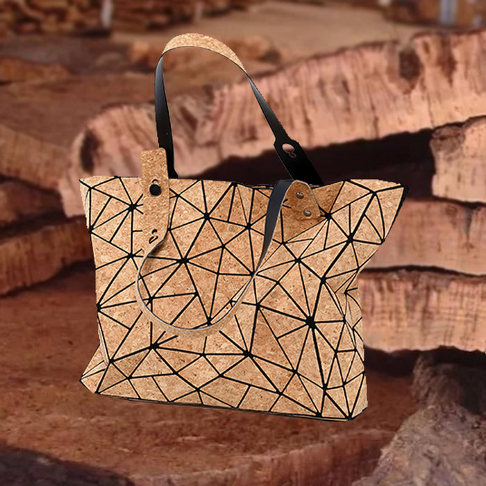 Wholesale Handbag PU Pure Natural Environmental Protection Bark Folding Rhombus Shoulder MOQ≥2 (F) JDC-HB-Buluo002