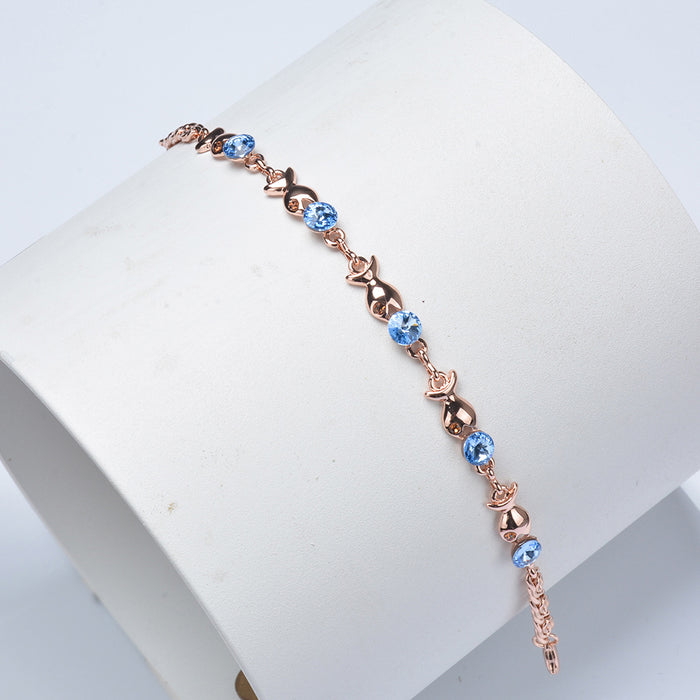 Wholesale Bracelet Copper Small Fish Blue Crystal Bracelet JDC-BT-BiS037