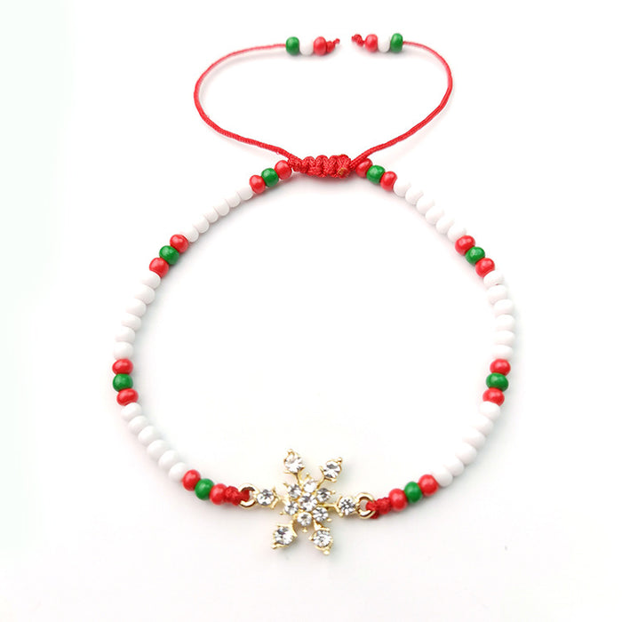 Wholesale Bracelet Christmas Crystal Beaded Braided Adjustable MOQ≥2 JDC-BT-HaoL033