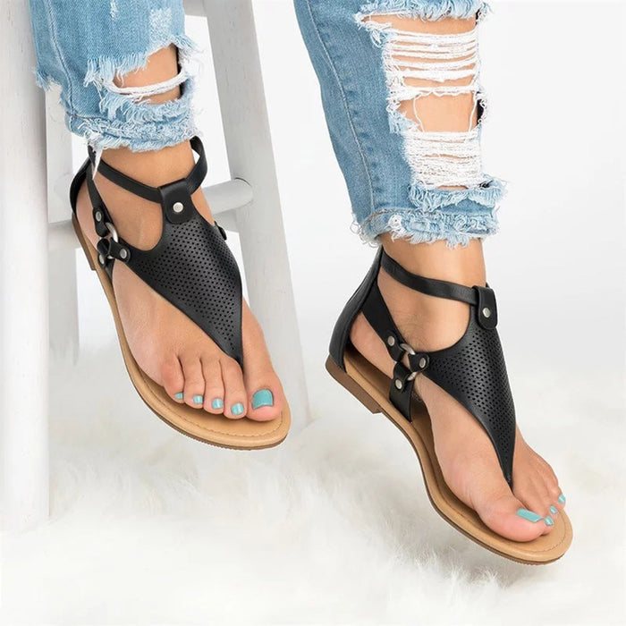 Wholesale Summer Roman Thong Sandals Cutout Flats JDC-SD-QianH031
