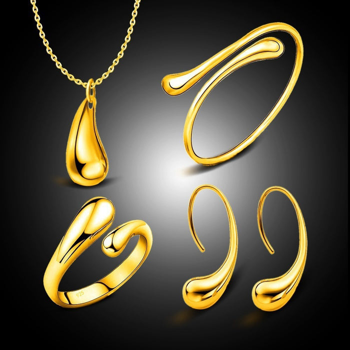 Wholesale Necklace Alloy Silver Necklace Bracelet Earring Ring Four Piece Set JDC-NE-RuiP004