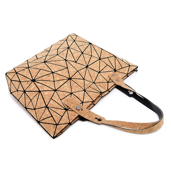 Wholesale Handbag PU Pure Natural Environmental Protection Bark Folding Rhombus Shoulder MOQ≥2 (F) JDC-HB-Buluo002