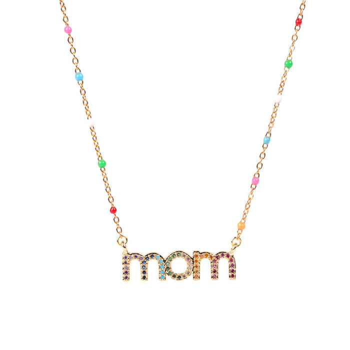 Wholesale Mother's Day Zircon Enamel Stainless Steel Gold Plated Necklaces JDC-NE-TianY001