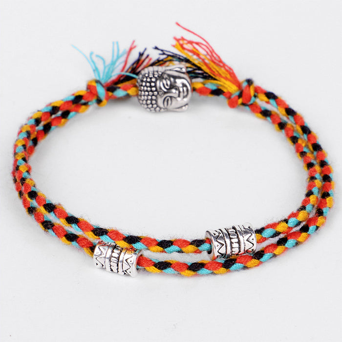 Wholesale Tibetan Buddha head bracelet hand rubbing text play line hand rope hand weaving Buddha bracelet MOQ≥3 JDC-BT-QiuX020