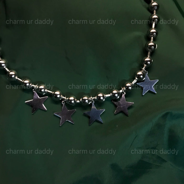 Wholesale Necklace Stainless Steel Punk Pentagram Bead Chain Necklace JDC-NE-DLF008