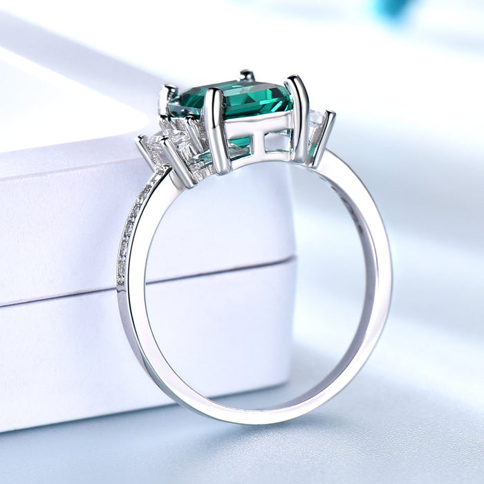 Wholesale Ring Silver Square Nano Emerald JDC-RS-PREMAiS001