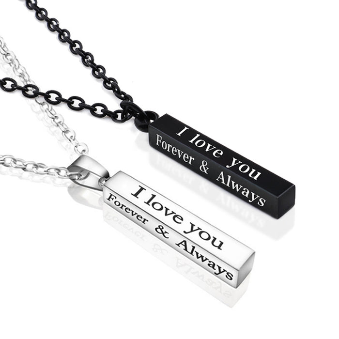 Wholesale Necklace Stainless Steel Black Silver Pillar Letter Couple Necklace MOQ≥2 JDC-NE-HuH007