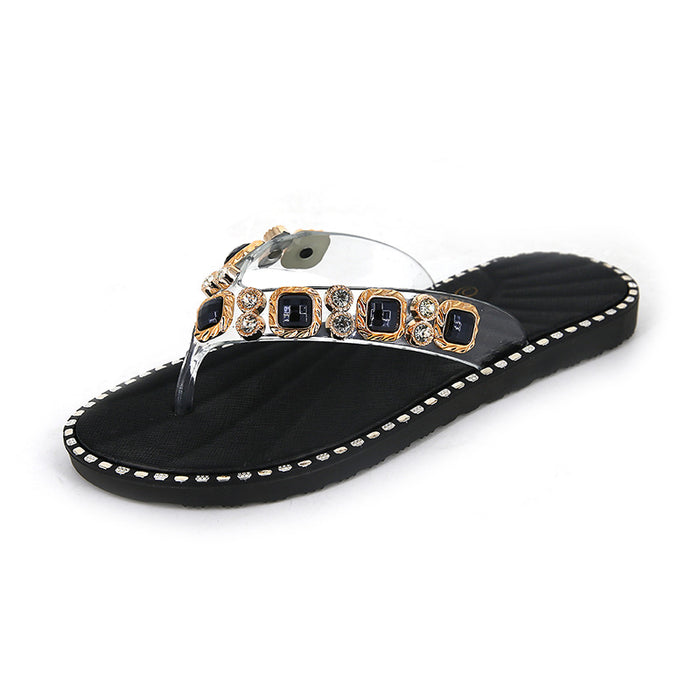 Wholesale women summer sandals outside wear flip flops with rhinestones JDC-SD-YBYB001