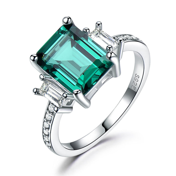 Wholesale Ring Silver Square Nano Emerald JDC-RS-PREMAiS001
