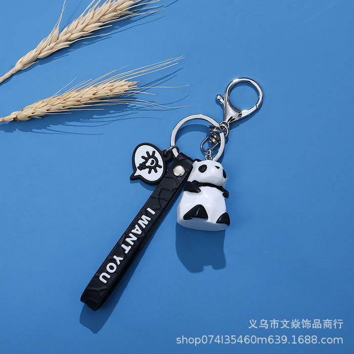 Wholesale net celebrity cut face geometric resin doll dinosaur cute panda keychain pendant MOQ≥3 JDC-KC-WYan009