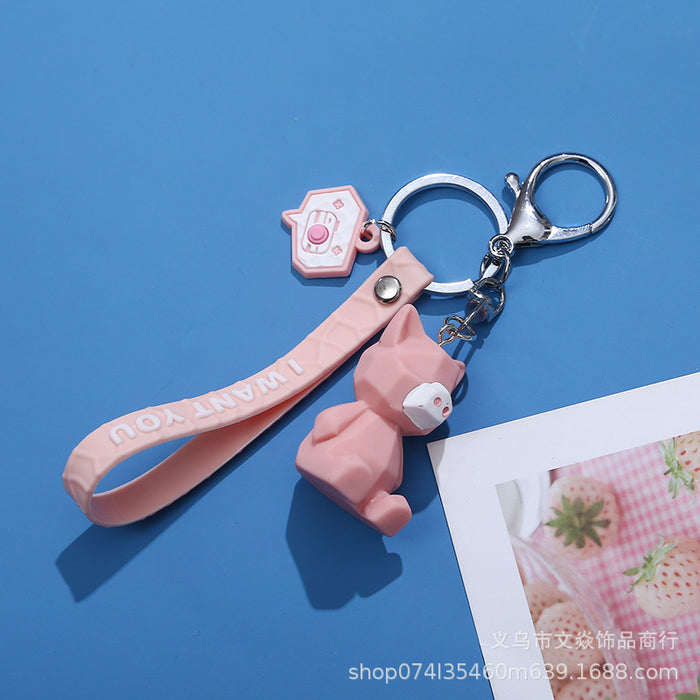 Wholesale net celebrity cut face geometric resin doll dinosaur cute panda keychain pendant MOQ≥3 JDC-KC-WYan009