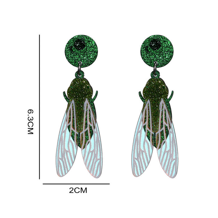 Wholesale Acrylic Card Noticed Green Glitter Earrings MOQ≥2 JDC-ES-ganl031