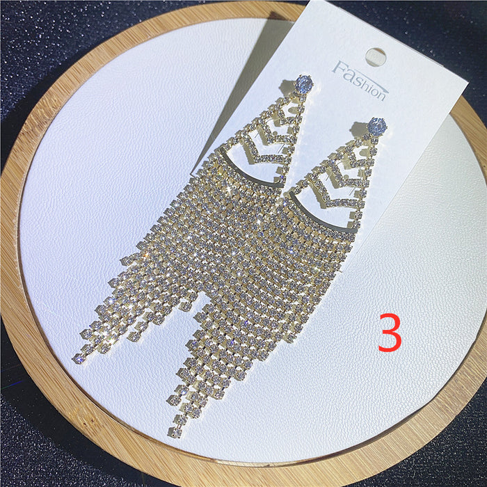 Jewelry WholesaleWholesale diamond earrings long tassels JDC-ES-rut001 Earrings 如通 %variant_option1% %variant_option2% %variant_option3%  Factory Price JoyasDeChina Joyas De China