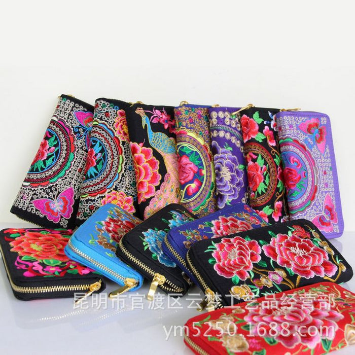 Wholesale Wallet Ethnic Embroidery Cotton Satin  MOQ≥3 JDC-WT-Yunm002