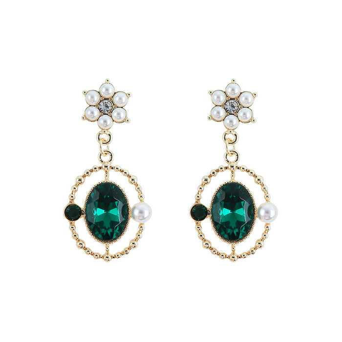 Wholesale Earrings Alloy Vintage Crystal Pearl Flowers JDC-ES-MMiao001