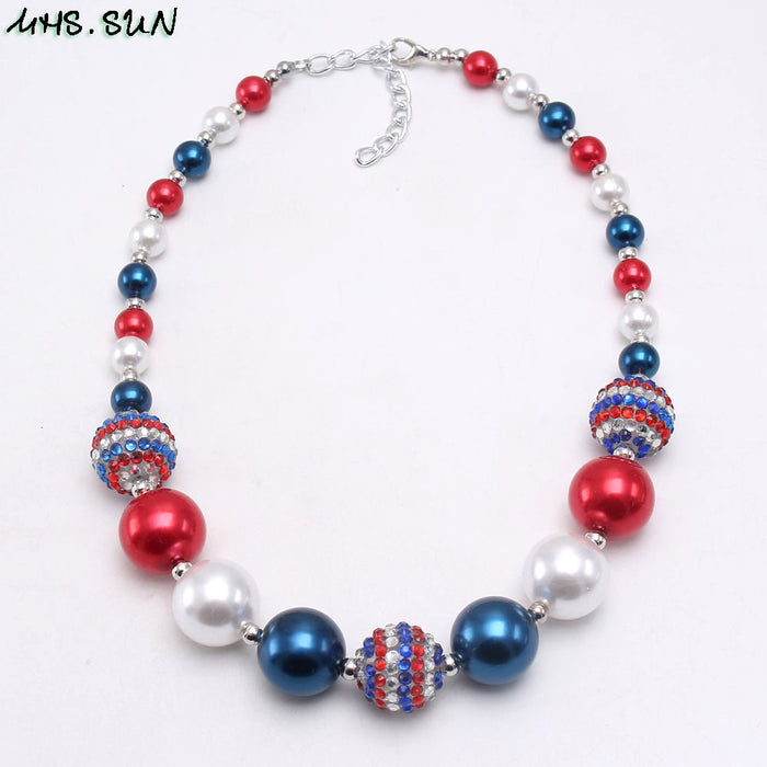 Wholesale 4th of July Independence Day American National Day Children's Beading Necklace JDC-NE-nijia006