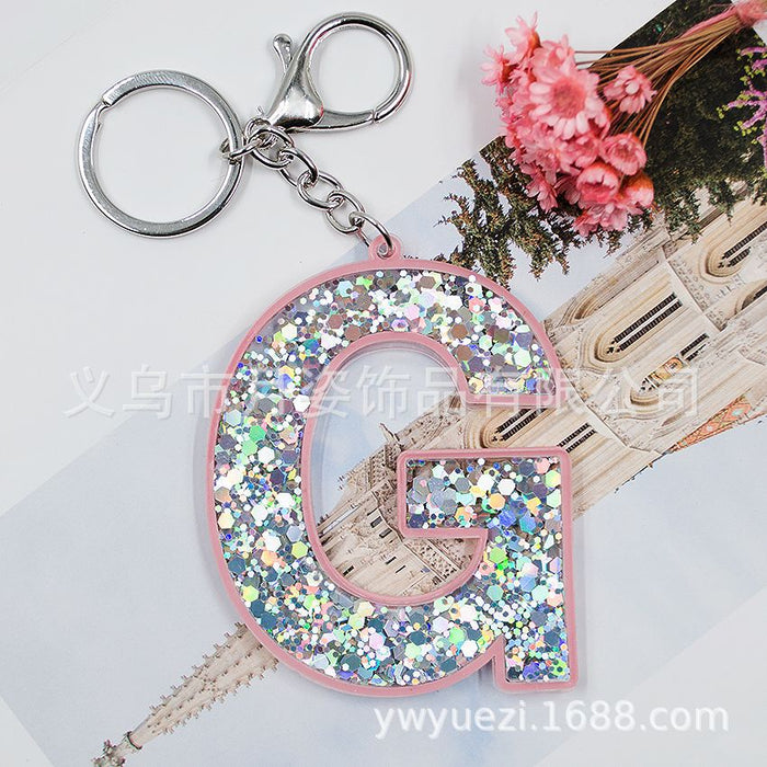 Wholesale Acrylic Sequin Alphabet Keychain MOQ≥3 JDC-KC-YueZ001