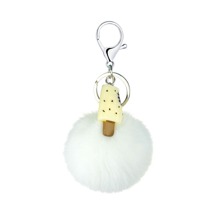 Wholesale Resin Simulation Cake French Fries Ice Cream Hair Ball Keychain Pendant MOQ≥10 JDC-KC-DH002
