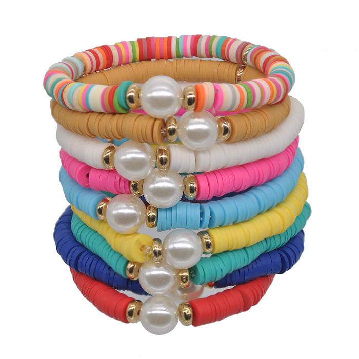 Wholesale Stretch Stretch Pearl Bracelet Colorful Soft Pottery Ethnic Style JDC-BT-YF011