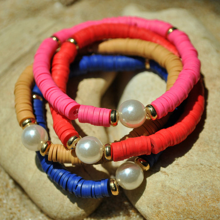 Wholesale Stretch Stretch Pearl Bracelet Colorful Soft Pottery Ethnic Style JDC-BT-YF011