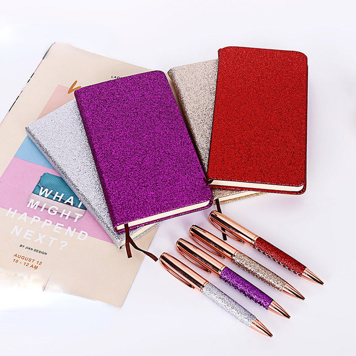 Wholesale Glitter Leather Notebook Ballpoint Pen Set JDC-BP-Yujie003