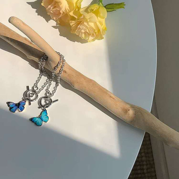 Jewelry WholesaleWholesale butterfly bracelet coarse chain alloy bracelet JDC-BT-NZ039 Bracelet 奈珠 %variant_option1% %variant_option2% %variant_option3%  Factory Price JoyasDeChina Joyas De China