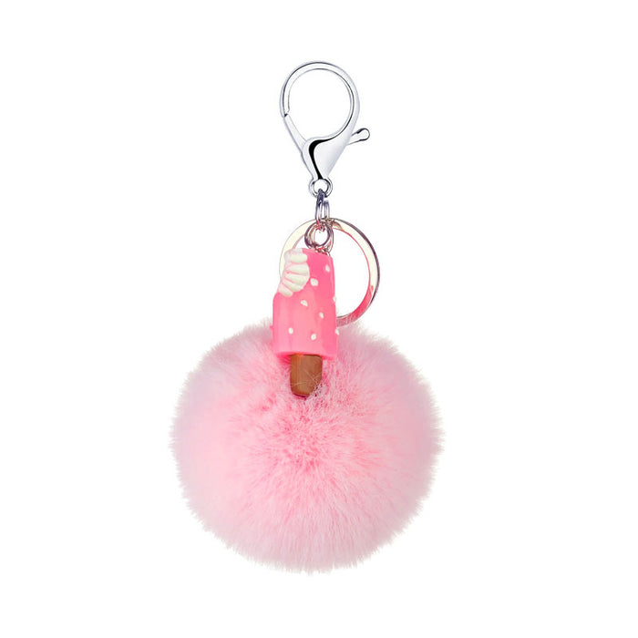 Wholesale Resin Simulation Cake French Fries Ice Cream Hair Ball Keychain Pendant MOQ≥10 JDC-KC-DH002