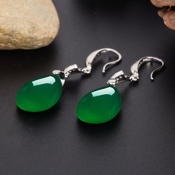 Wholesale Drop Shape Green Onyx Copper Earrings JDC-ES-Gaos006