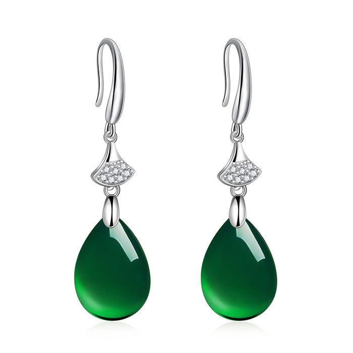 Wholesale Drop Shape Green Onyx Copper Earrings JDC-ES-Gaos006
