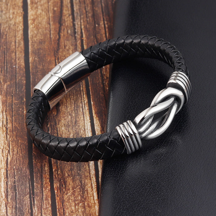 Wholesale Bracelet Stainless Steel Hand Textile Cow Leather JDC-BT-OuSD009