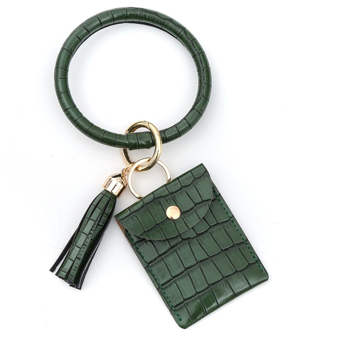 Wholesale Wristlet Keychain PU Tassel Bracelet Pendant JDC-KC-HHeng001