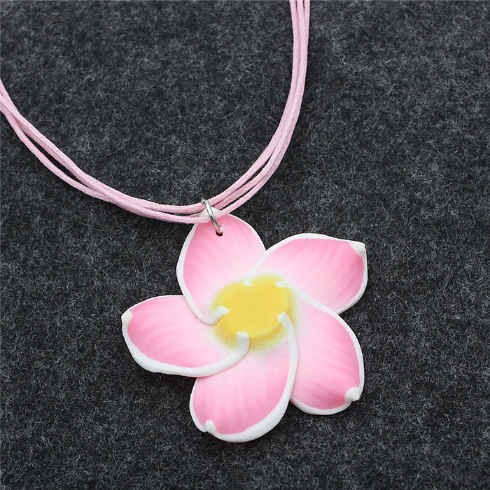 Wholesale Soft Pottery Flower Necklace Earrings Two Piece Set JDC-NE-Shangd003