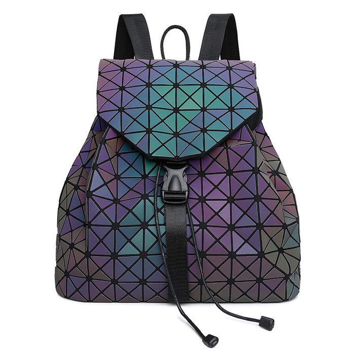 Wholesale Backpack PU Luminous Symphony Geometric Rhombus Large Capacity MOQ≥2 JDC-BP-Buluo003