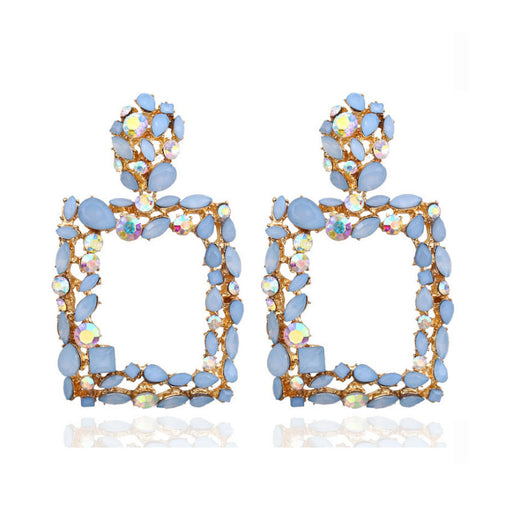 Jewelry WholesaleWholesale Exaggerated Geometric Colorful Crystal Square Stud Earrings MOQ≥2 JDC-ES-qifu001 Earrings 奇福 %variant_option1% %variant_option2% %variant_option3%  Factory Price JoyasDeChina Joyas De China
