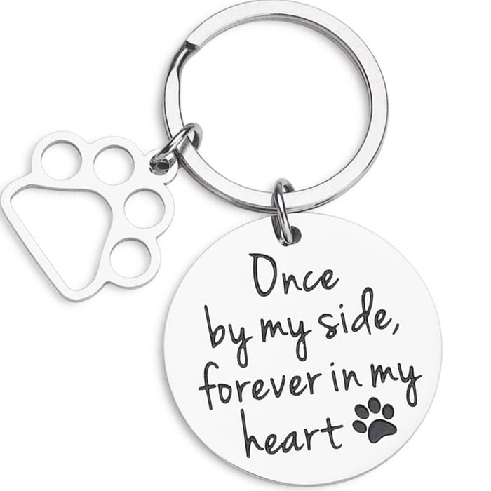 Wholesale Pet Memorial Dog Paw Print Stainless Steel Keychain MOQ≥2 JDC-KC-XinG004
