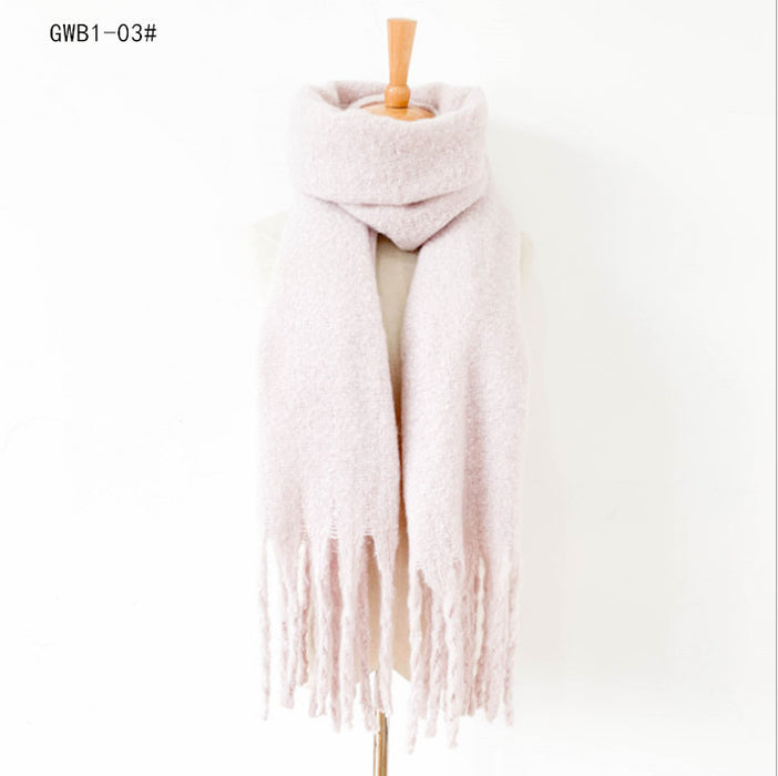 Wholesale Scarf Imitation Cashmere Warm Thick Solid Color Tassel Shawl JDC-SF-Junhao003