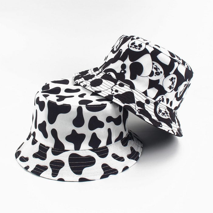 Sombrero de cubo de impresión de patrón de vaca al por mayor JDC-FH-LVYI015
