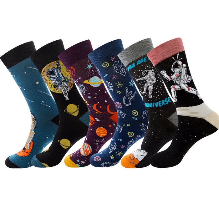 Wholesale Sock Cotton Long Tube Printing Universe Series Planet Sports Sweat Absorbing Breathable JDC-SK-ZhuoQi007
