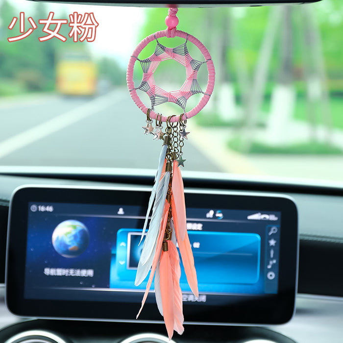 Wholesale Car Accessories Feather Hoop Dream Catcher Handmade MOQ≥2 JDC-CA-RuiCheng001