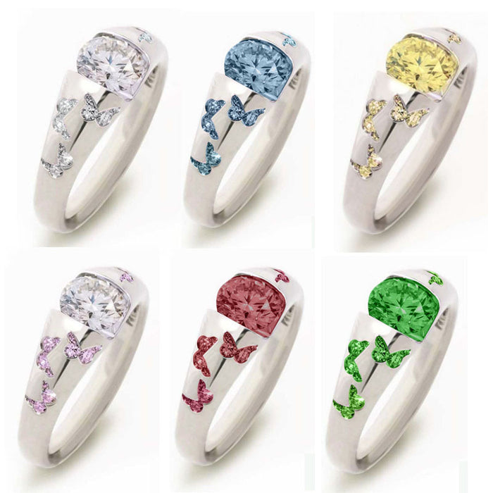 Wholesale Fresh Butterfly Style Zircon Ring JDC-RS-ChenR053