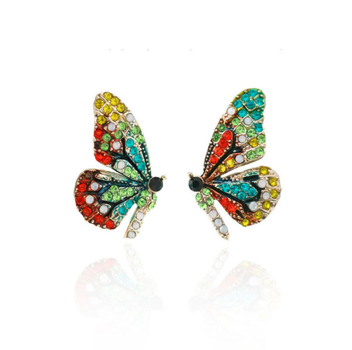 Wholesale Rhinestone Butterfly Wings Alloy Earrings JDC-ES-Saip054