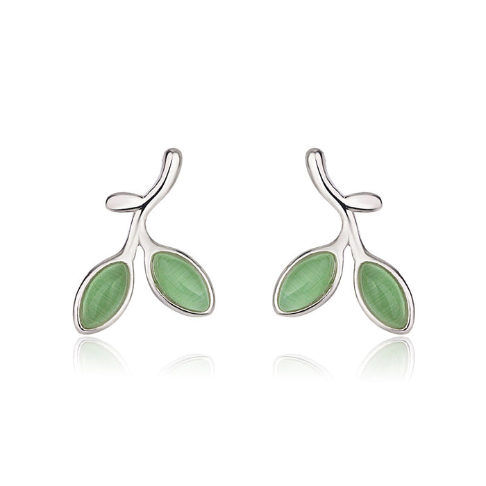 Wholesale Opal Sprout Leaf Copper Earrings JDC-ES-Gaos007
