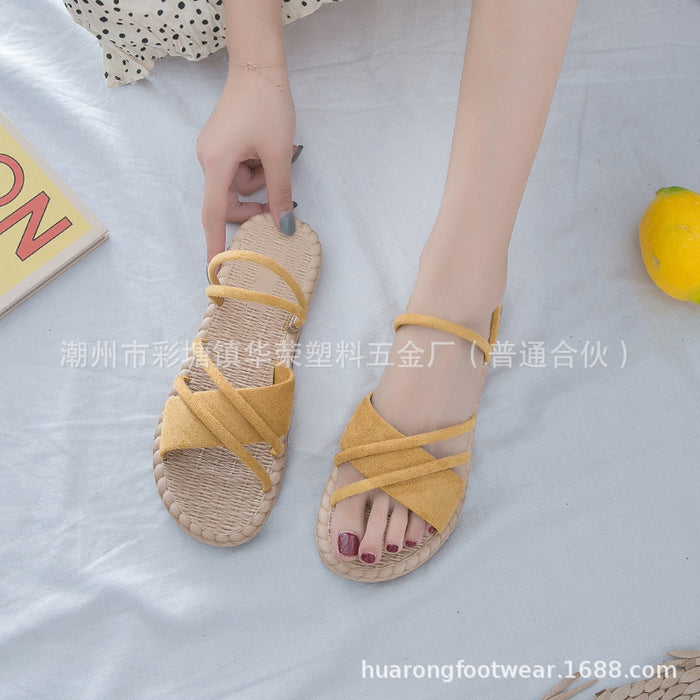 Pantanes de femmes extérieures en gros Deux pantoufles de femmes Deux sandales portent un mot JDC-SD-HUAR001