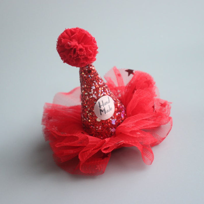 Wholesale Baby Birthday Cap Hair Clip Sequins Star Yarn Headgear JDC-HD-CH004