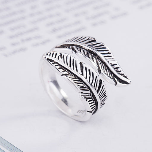 Jewelry WholesaleWholesale Thai Silver Stainless Steel Feather Ring JDC-RS-YZM098 Rings 伊之美 %variant_option1% %variant_option2% %variant_option3%  Factory Price JoyasDeChina Joyas De China