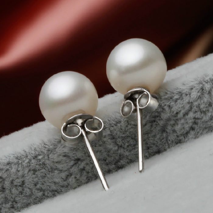 Wholesale Pearl Stud Earrings Silver Plated Copper Earrings JDC-ES-WeiH006