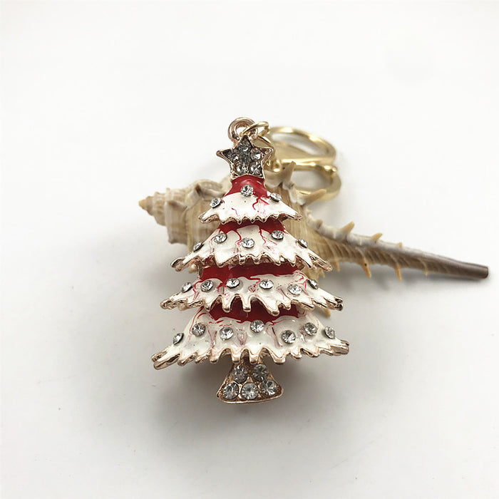 Wholesale Keychains Zinc Alloy Rhinestone Christmas Tree MOQ≥4 JDC-KC-YuanFei008