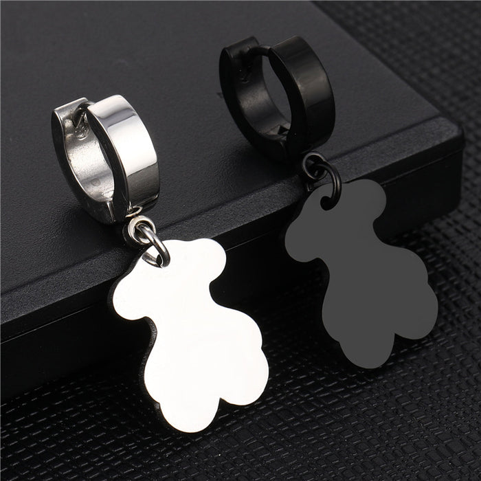 Wholesale Stainless Steel Round Bear Drop Earrings MOQ≥2 JDC-ES-qiany010