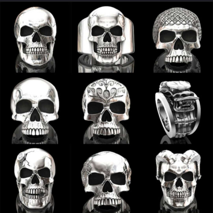 Wholesale Rings Alloy Hollow Skull Ghost Head MOQ≥2 JDC-RS-ChenR065